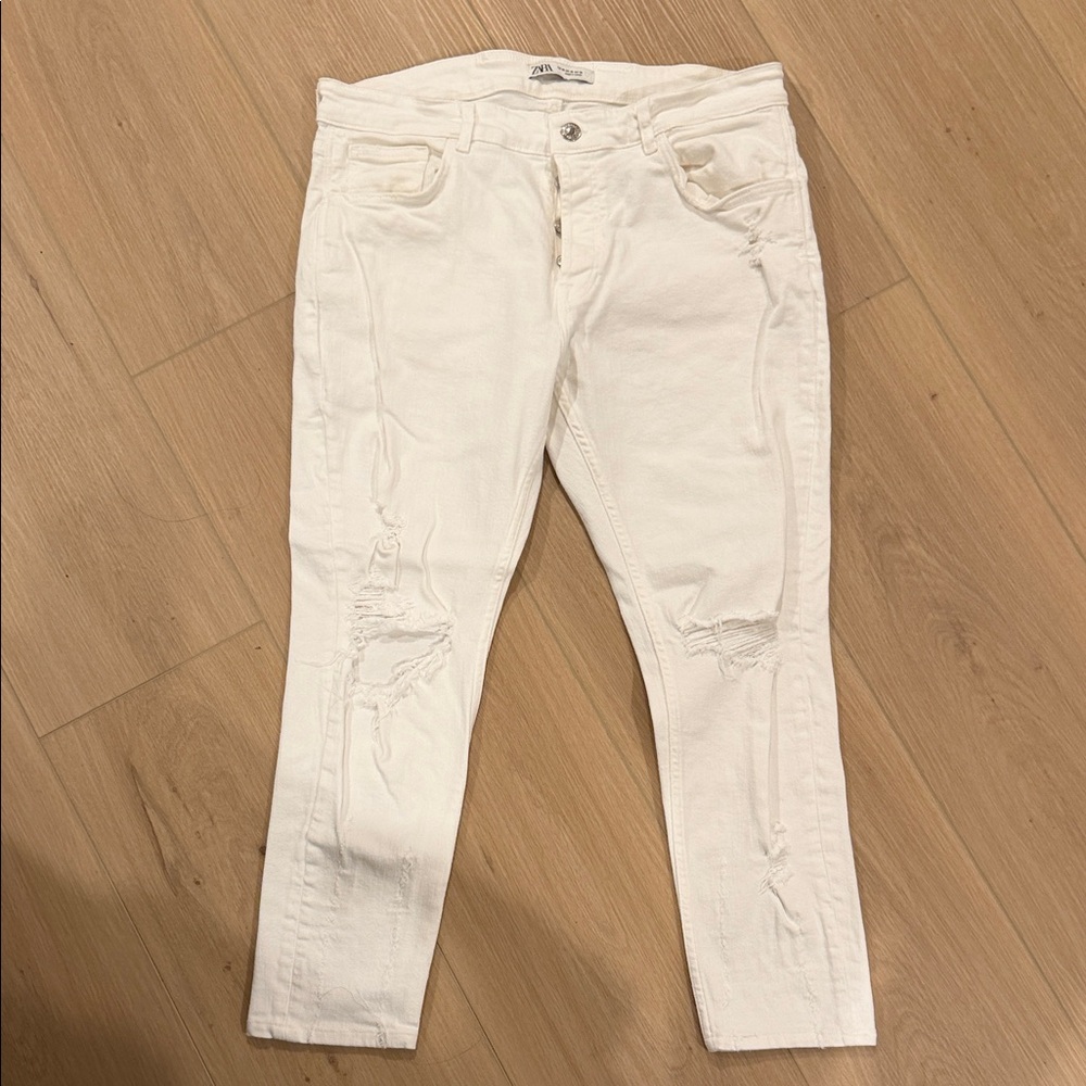 Zara Women's Cream Skinny Jeans